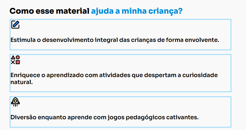 Como esse material ajuda a minha criança
